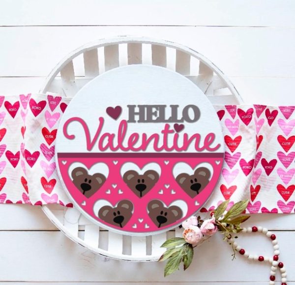 Hello Valentine w Hearts and Bears Overlay - Image 2